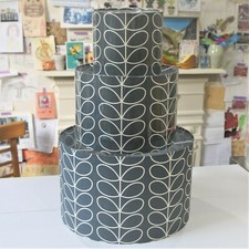 Handmade Lampshade - Orla Kiely Linear Stem - Cool Grey