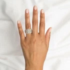 5Ct Round Cut Simulated Diamond Cluster Wide Wedding Band 14K White Gold Plated