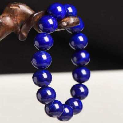 Handcrafted 12mm natural lapis Lazuli bead cuff bracelet Jewelry Lovers