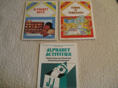 Lot of 3 vtg Kindergarten Educational Books Age 4-6 Alphabet & Thinking Skills