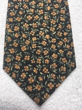 TANGO MENS TIE BLACK WITH BROWN AND GREEN FLORAL 3.75 X 56