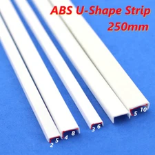 ABS Styrene Plastic Strip Rod Bar U Profile White 250mm DIY Craft Build Model 