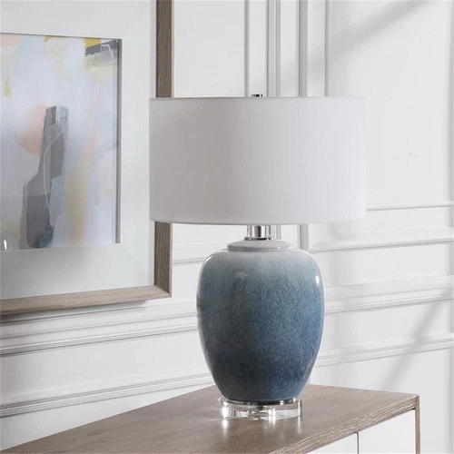 Uttermost Blue Waters Ceramic and Fabric Table Lamp in Light Blue/White - Picture 7 of 8