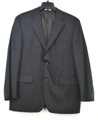Joseph Feiss Men Black Notch Lapel 2-Button Flap Pocket Wool