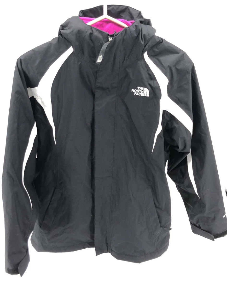 The North Face Girls Black Pink Hyvent Hooded Rain Jacket 2 in 1
