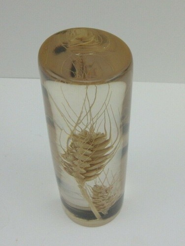 Vintage Mid-Century Modern Lucite Acrylic Wheat Stalk Paperweight Sculpture 6" - Picture 3 of 7