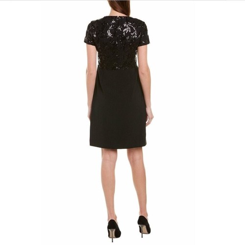 Brooks Brothers Black Sequin Sheath Cocktail Dress Size 6 Short Sleeve LBD Party - Picture 2 of 11