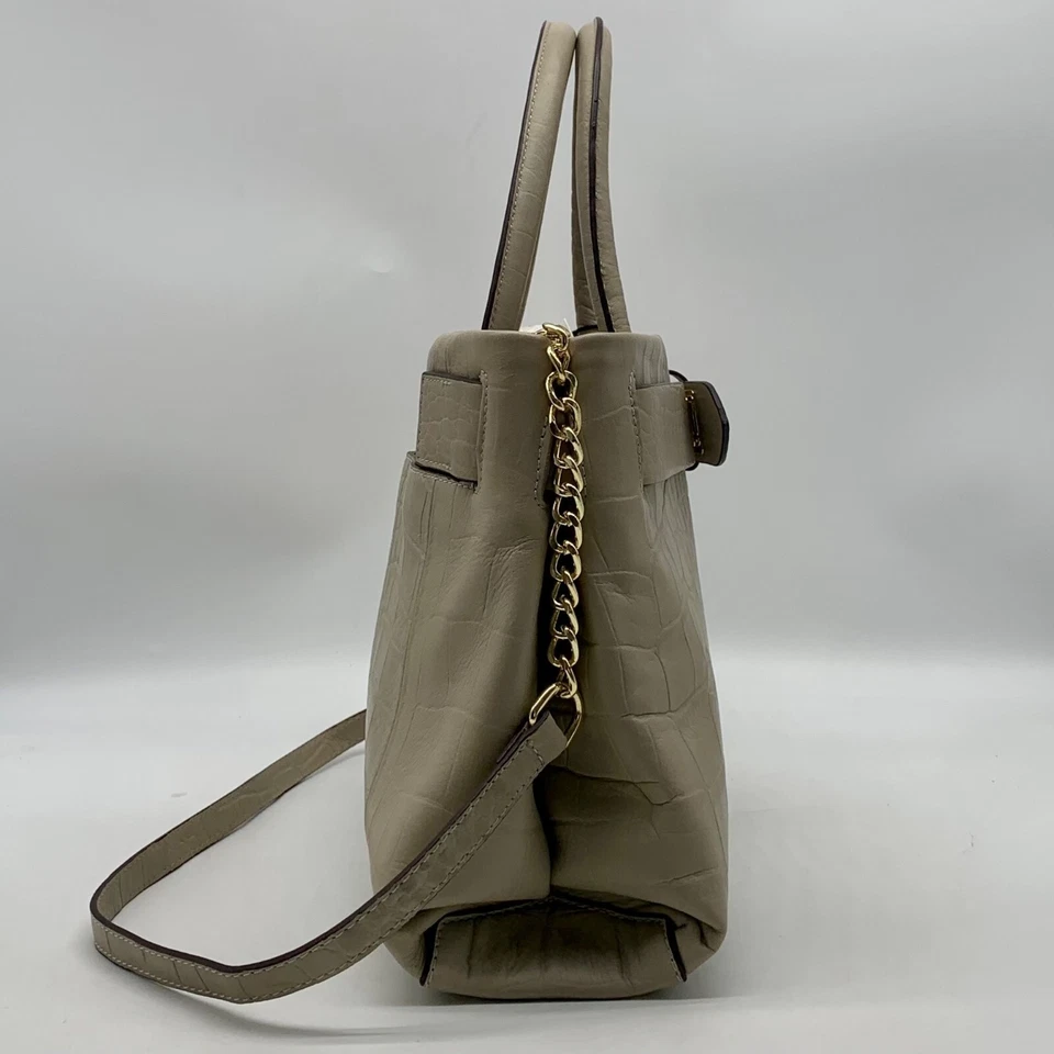 Cartera de cuero en relieve Antonio Melani Belt Turnlock Dove Croc Foto 4 de 4