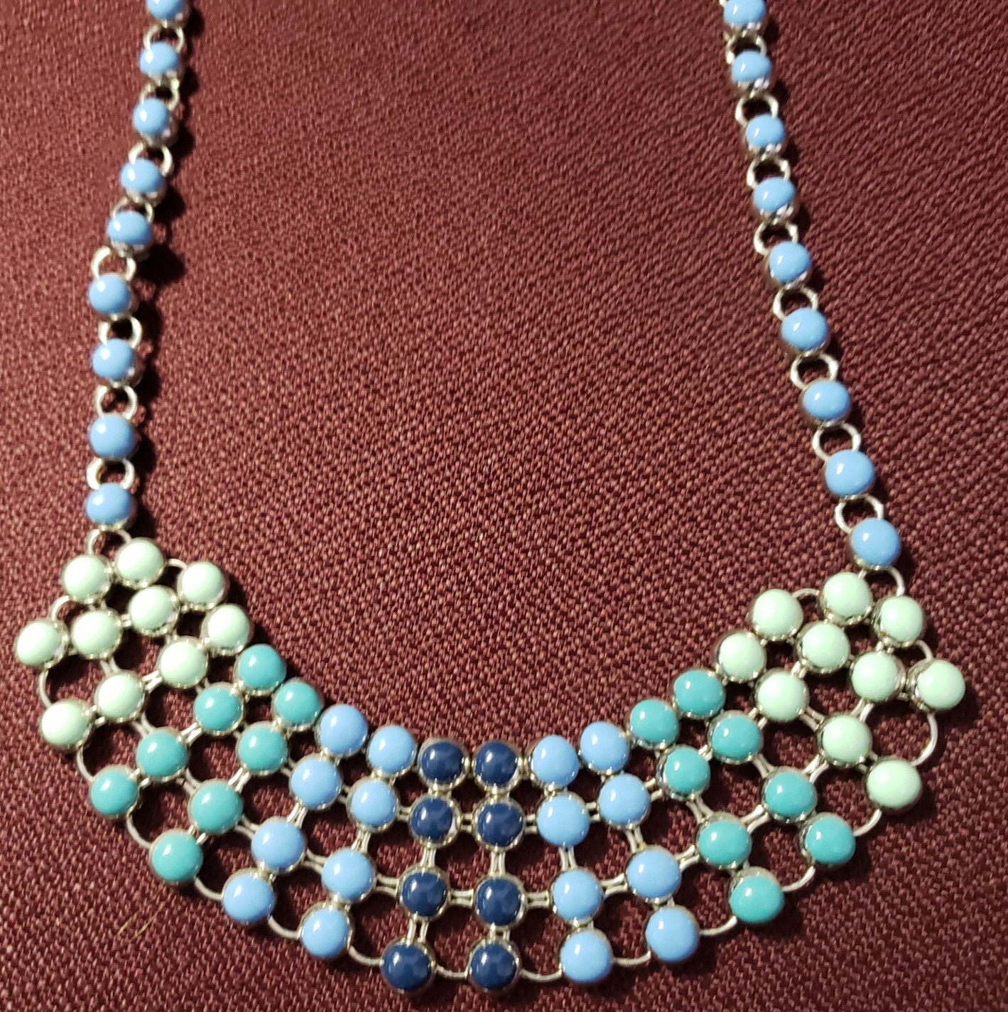 Blue Green Boho Statement Necklace Easter Gift Mo… - image 4