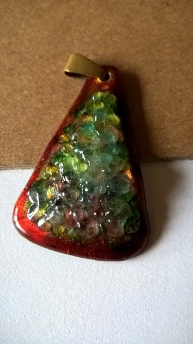 Pendentif ado cœur émail rouge vermeil or jaune - Art'emi