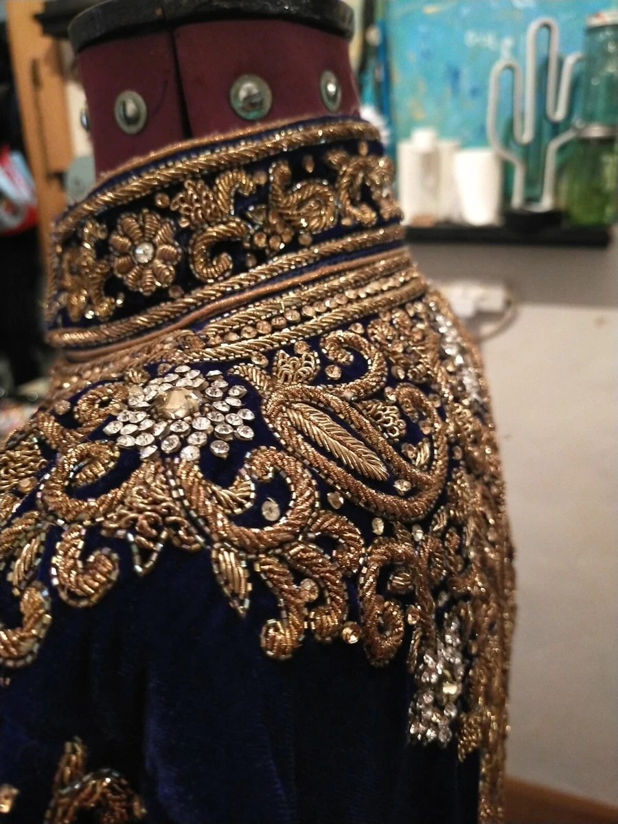 Royal blue and gold wedding dress top
