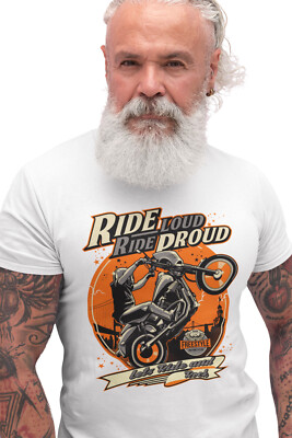 Biker Shirt Ride Proud T-Shirt Rocker Bike Motorrad High Quality