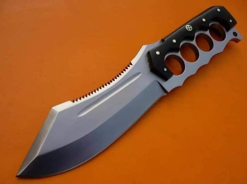 Lot of 2pcs Carbon Steel Bowie Knife, Micarta Handle With Leather Sheath, Campin - Picture 3 of 8