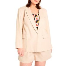 Eloquii Long Relaxed Blazer in Irish Cream Size 20