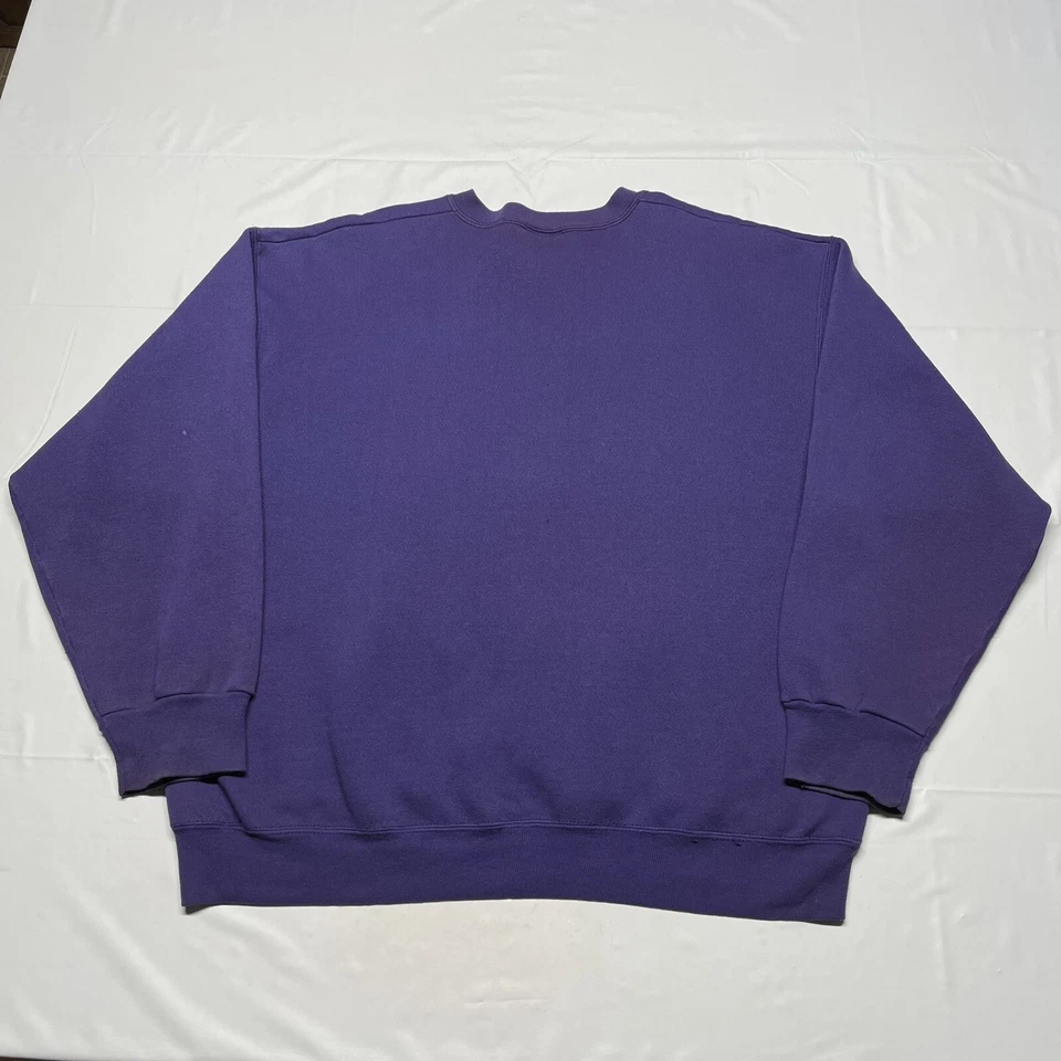 Vintage 90s Flowers Sweatshirt Mens XL Purple Pullover Floral Art USA Made 80s - Image 3 of 4
