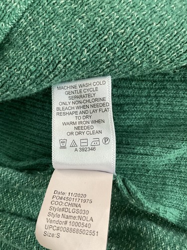 LOGO by Lori Goldstein Marled Knit Cardigan W/ Ribbed Panels, Evergreen, Small - Picture 4 of 8