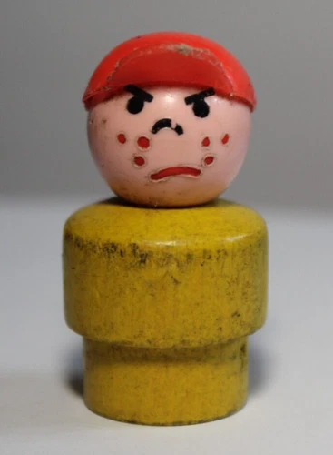 1974 VINTAGE Fisher Price Little People Figure Wood Boy #930 Garage #996 Airport