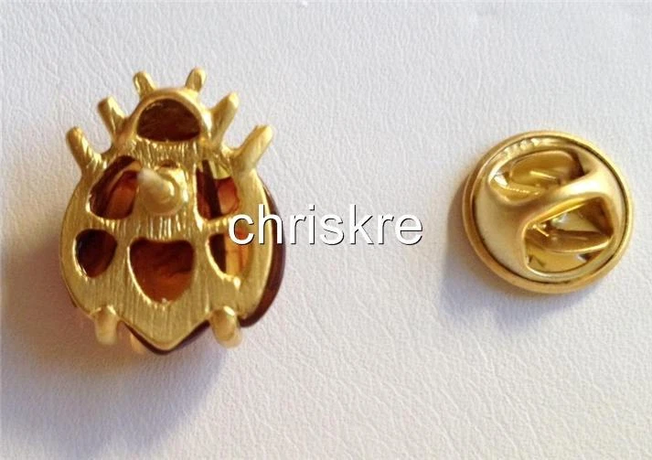 Broche broche solapa escarabajo ámbar miel corbata tac insecto chapado en oro simulado Foto 2 de 4