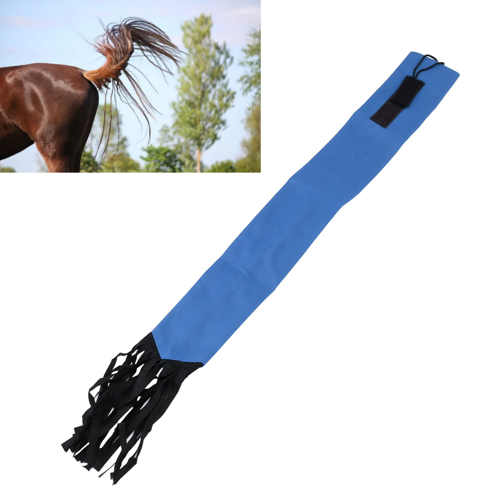 HG (Blue)Horse Tail Protection Bag Non Woven Fabric Horsetail Guard With Fringe.