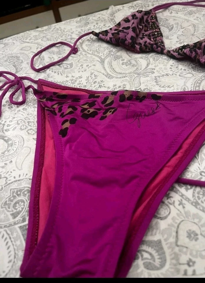 Neckholder Bikini von Guess Gr.M-38/40 schwarz/pink Leomuster w.NEU - Bild 2 von 4