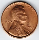 1953-S Gem BU Red From OBW US Lincoln Wheat Cent Penny Fast S&H W/Tracking