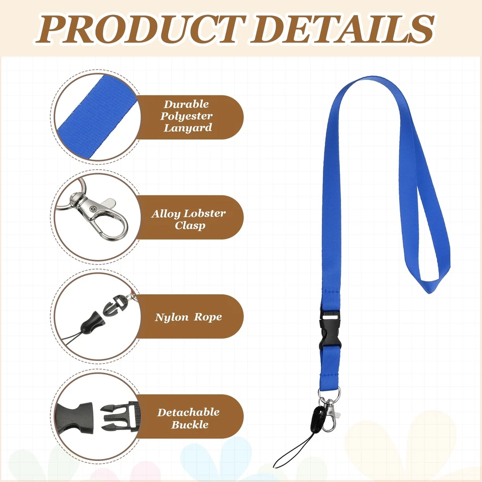 Paquete de 3 cordones azules para llaves, cordones separadores para hombre Foto 3 de 4