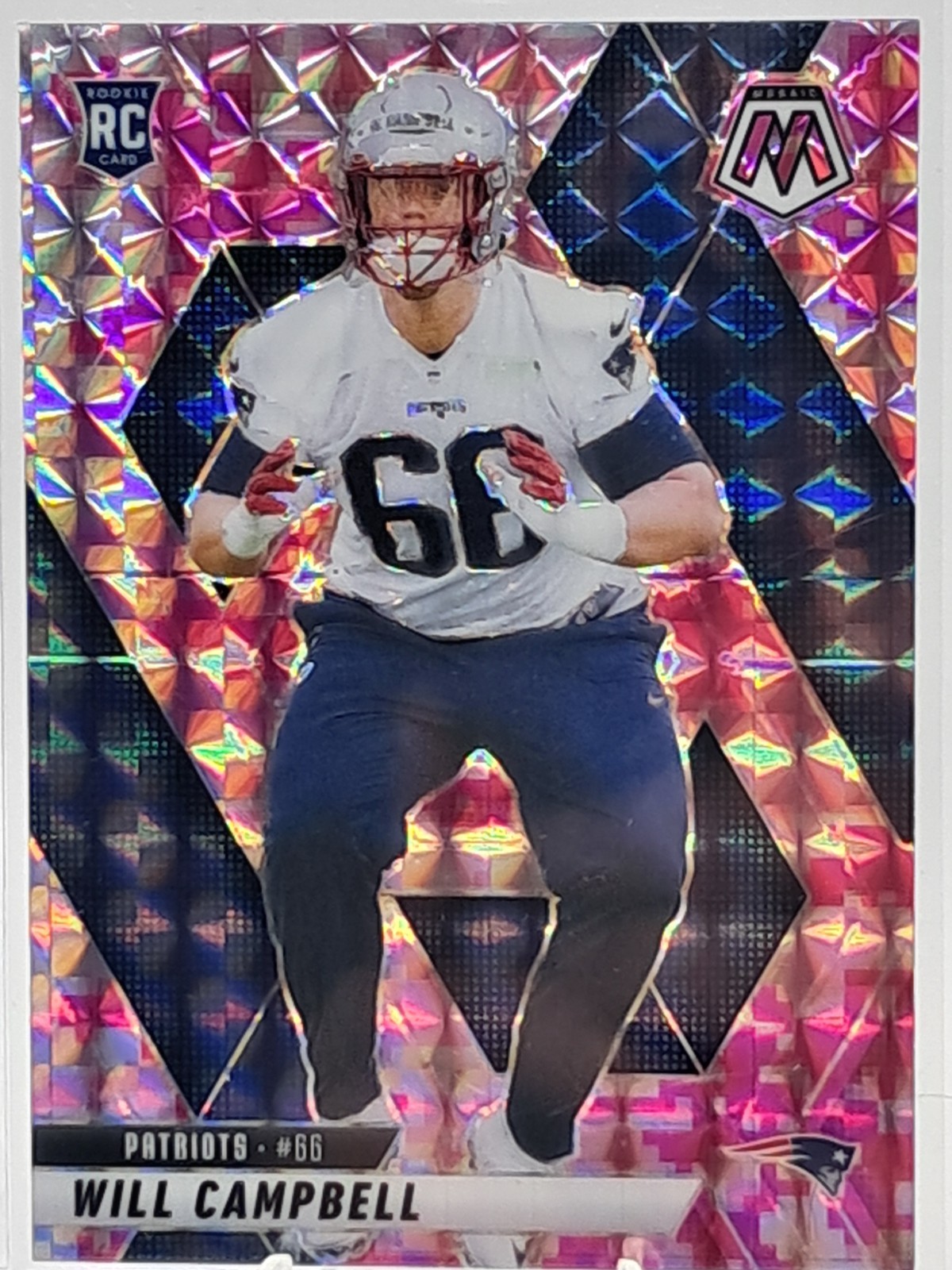 2025 Panini Mosaic Will Campbell Camo Pink Mosaic Prizm #378 (RC)