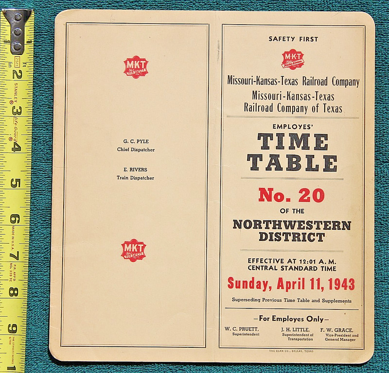 1943 Missouri Kansas Texas MKT Railroad NorthWestern KATY Railway Oklahoma RR