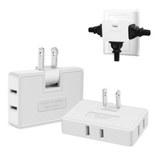 3 Outlet Extender 180 Rotating Flat Plug 2 Prong Swivel Wall Adapter White