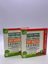 (2)TheraBreath Dry Mouth Lozenges - Tart Berry - Exp 08/26 +