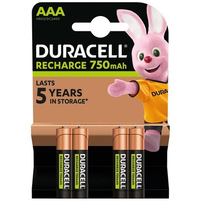 kQ Duracell Akku Recharge Micro AAA HR03 NiMH 1.2V 750mAh 4er Blister