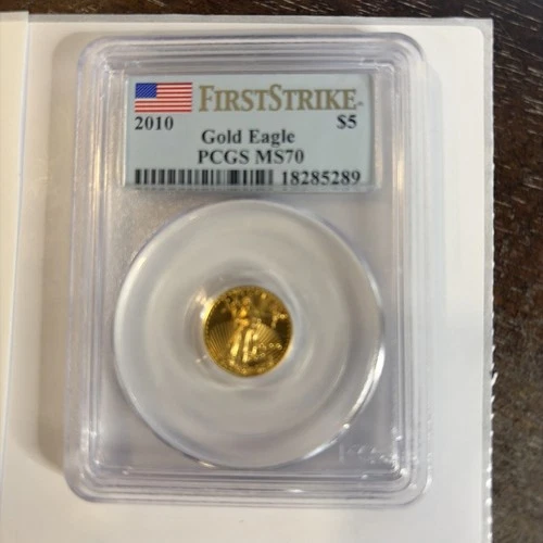 2010 - 1/10 oz American Gold Eagle $5  - FIRST STRIKE - PCGS MS70 ~BEAUTIFUL-289