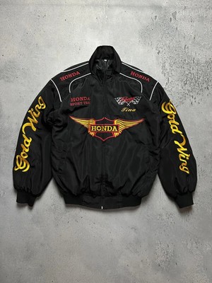 Honda Racing Jacket Honda Sports Gold Wing Vintage Black Moto Bomber Jacket