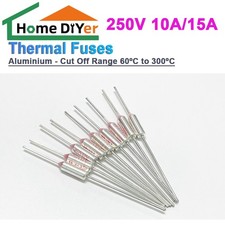 Thermal Fuses 250V 10A/15A Aluminium - Cut Off Range 60ºC to 300ºC