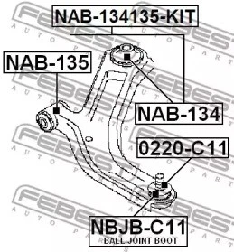 NAB-134 CONTROL ARM WISHBONE BUSH FEBEST FOR NISSAN (DONGFENG) TIIDA QIDA 1.6 - Picture 3 of 7
