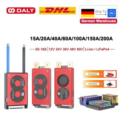 Daly BMS 3S-16S 12V 36V 48V 60V 15A-60A Li-ion LiFePo4 Common Port with Balance