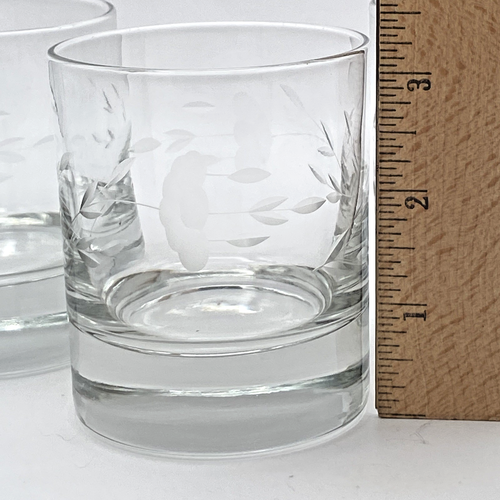 4 Princess House Heritage Old Fashioned Whiskey Glasses 3.25" Etched Crystal - Picture 3 of 8