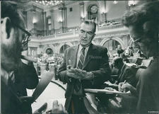 1972 Photo State Rep Clarence Quinlan Explains Redistricting Plan Politics 7X9