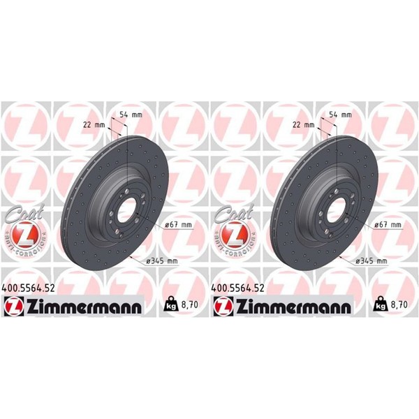 2X Zimmermann Sport Z Bremsscheiben 345Mm Gelocht InnenbelÜFtet Hinten Passend F-image