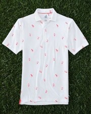 Johnnie-O Featherweight Toutou Bird Golf Polo Shirt Men  s Large White