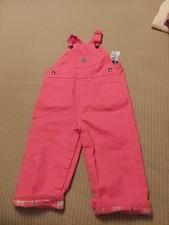 Carhartt Toddler Girl's Loose Fit Flannel Lined Overalls 24M Pink Lemonade