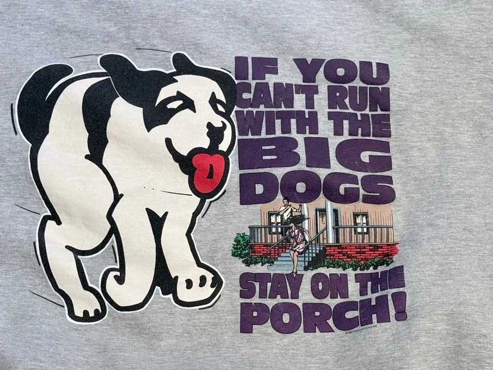 Vintage 90s Big Dogs Men’s Graphic Print Sweatshirt Heather Grey Crewneck Sz XL - Image 2 of 4