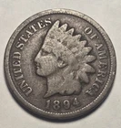 1894 Indian Head Cent 1c Penny - Good Details, Semi-Key Date - Exact Coin Shown