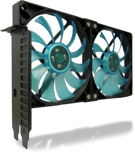 Gelid PCI Slot Fan Holder with two slim 120mm UV Fans