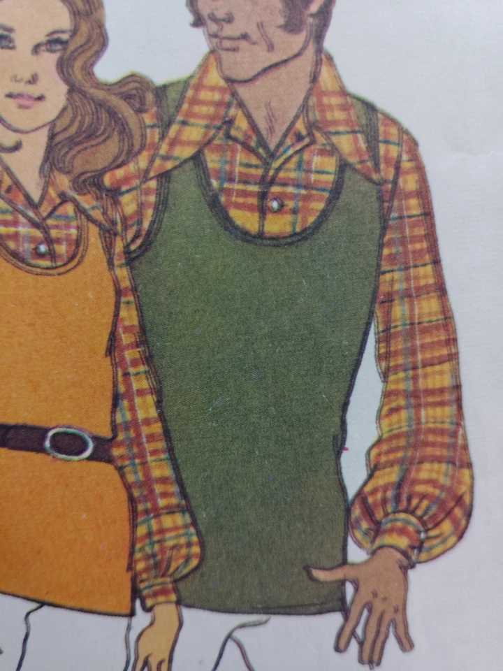 Shirt Tank Top MENS M 38 40 Simplicity 9892 Sewing Pattern Cut VTG Retro Disco - Image 4 of 4