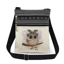 XiaoGalaee Stylish Owl with Leopard Headband Print Women Crossbody Bag Adjust...