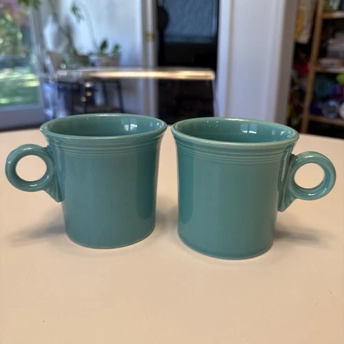Set Of 2 Fiestaware Fiesta Turquoise Coffee Mug O RING Handle Homer Laughlin USA