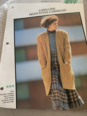 VINTAGE KREATIVE STRICKANLEITUNG - LONG LINE ARAN STYLE CARDIGAN