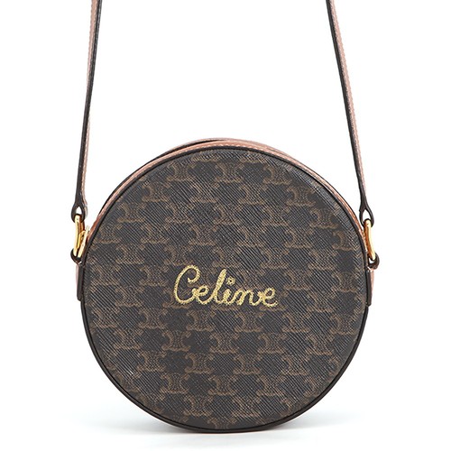 CELINE Triomphe Shoulder Bag PVC/Leather Brown