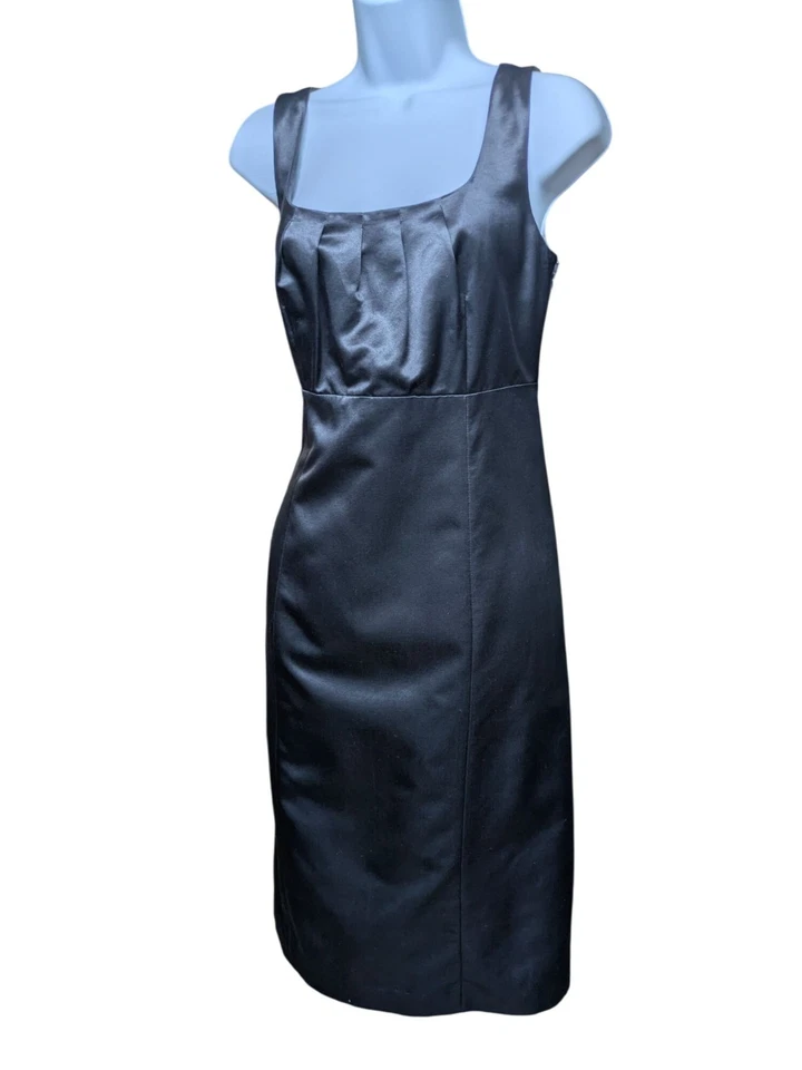 Vestido para mujer Banana Republic negro mezcla seda forrado talla 10 Foto 3 de 4